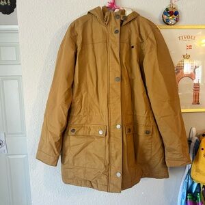 Roxy Tan XL Hooded Raincoat Fleece Lining EUC